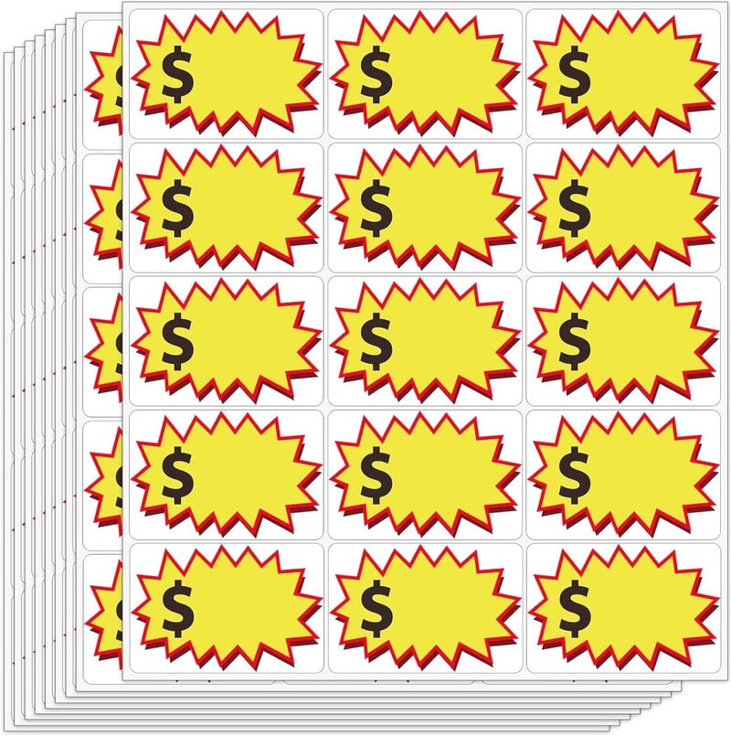 labelon 300 Pcs Garage Sale Stickers, (2"x3") Removable Adhesive Yard Sale Price tag Stickers with Space to Write Pricing, Rummage Sale Price Labels for Retail, Flea Market, Annual Community Sales - Image 1
